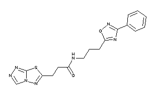 Image of N-[3-(3-phenyl-1,2,4-oxadiazol-5-yl)propyl]-3-([1,2,4]triazolo[3,4-b][1,3,4]thiadiazol-6-yl)propionamide