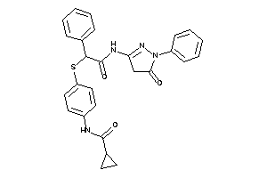 Image of N-[4-[[2-keto-2-[(5-keto-1-phenyl-2-pyrazolin-3-yl)amino]-1-phenyl-ethyl]thio]phenyl]cyclopropanecarboxamide