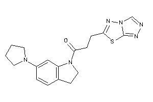 Image of 1-(6-pyrrolidinoindolin-1-yl)-3-([1,2,4]triazolo[3,4-b][1,3,4]thiadiazol-6-yl)propan-1-one