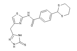 Image of 4-(1,3-dithian-2-yl)-N-[4-[(5-thioxo-1,4-dihydro-1,2,4-triazol-3-yl)methyl]thiazol-2-yl]benzamide
