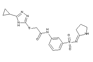 Image of 2-[(5-cyclopropyl-4H-1,2,4-triazol-3-yl)thio]-N-[3-(pyrrolidin-2-ylideneamino)sulfonylphenyl]acetamide