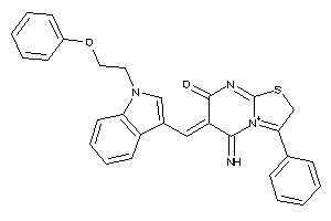 Image of 5-imino-6-[[1-(2-phenoxyethyl)indol-3-yl]methylene]-3-phenyl-2H-thiazolo[3,2-a]pyrimidin-4-ium-7-one