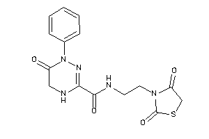 Image of N-[2-(2,4-diketothiazolidin-3-yl)ethyl]-6-keto-1-phenyl-4,5-dihydro-1,2,4-triazine-3-carboxamide