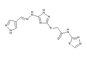Image of 2-[[5-[N'-(1H-pyrazol-4-ylmethylene)hydrazino]-1H-1,2,4-triazol-3-yl]thio]-N-(1,3,4-thiadiazol-2-yl)acetamide