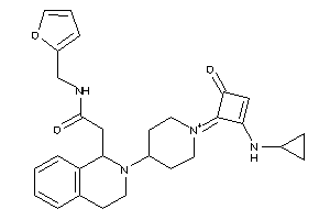 Image of 2-[2-[1-[2-(cyclopropylamino)-4-keto-cyclobut-2-en-1-ylidene]piperidin-1-ium-4-yl]-3,4-dihydro-1H-isoquinolin-1-yl]-N-(2-furfuryl)acetamide