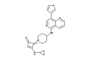 Image of 3-(cyclopropylamino)-4-[4-[[8-(3-thienyl)-1,6-naphthyridin-5-yl]amino]piperidin-1-ium-1-ylidene]cyclobut-2-en-1-one