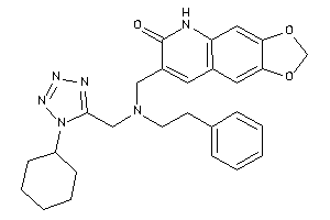 Image of 7-[[(1-cyclohexyltetrazol-5-yl)methyl-phenethyl-amino]methyl]-5H-[1,3]dioxolo[4,5-g]quinolin-6-one
