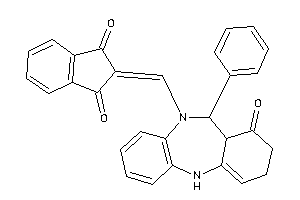 Image of 2-[(7-keto-6-phenyl-6a,8,9,11-tetrahydro-6H-benzo[b][1,5]benzodiazepin-5-yl)methylene]indane-1,3-quinone