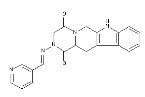 Image of 2-(3-pyridylmethyleneamino)-6,7,12,12a-tetrahydro-3H-pyrazino[1,2-b]$b-carboline-1,4-quinone