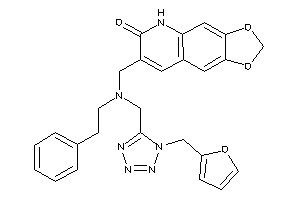 Image of 7-[[[1-(2-furfuryl)tetrazol-5-yl]methyl-phenethyl-amino]methyl]-5H-[1,3]dioxolo[4,5-g]quinolin-6-one