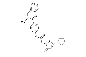 Image of N-benzyl-N-cyclopropyl-4-[[2-(4-keto-2-pyrrolidino-2-thiazolin-5-yl)acetyl]amino]benzamide