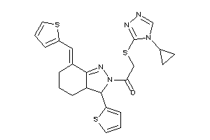 Image of 2-[(4-cyclopropyl-1,2,4-triazol-3-yl)thio]-1-[7-(2-thenylidene)-3-(2-thienyl)-3a,4,5,6-tetrahydro-3H-indazol-2-yl]ethanone
