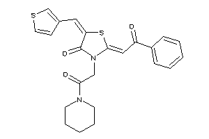 3-(2-keto-2-piperidino-ethyl)-2-phenacylidene-5-(3-thenylidene)thiazolidin-4-one
