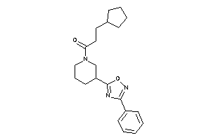 Image of 3-cyclopentyl-1-[3-(3-phenyl-1,2,4-oxadiazol-5-yl)piperidino]propan-1-one