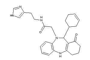 2-(6-cyclohex-3-en-1-yl-7-keto-8,9,10,11-tetrahydro-6H-benzo[c][1,5]benzodiazepin-5-yl)-N-[2-(1H-imidazol-4-yl)ethyl]acetamide