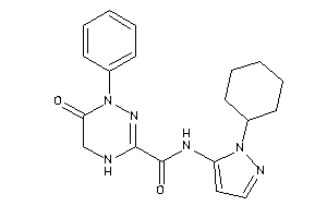 Image of N-(2-cyclohexylpyrazol-3-yl)-6-keto-1-phenyl-4,5-dihydro-1,2,4-triazine-3-carboxamide