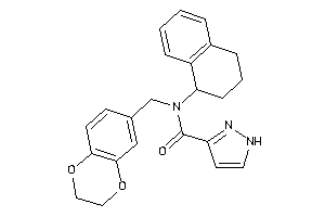 Image of N-(2,3-dihydro-1,4-benzodioxin-6-ylmethyl)-N-tetralin-1-yl-1H-pyrazole-3-carboxamide
