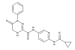Image of N-[6-(cyclopropanecarbonylamino)-3-pyridyl]-6-keto-1-phenyl-4,5-dihydro-1,2,4-triazine-3-carboxamide