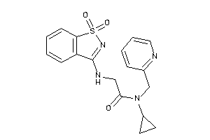 Image of N-cyclopropyl-2-[(1,1-diketo-1,2-benzothiazol-3-yl)amino]-N-(2-pyridylmethyl)acetamide