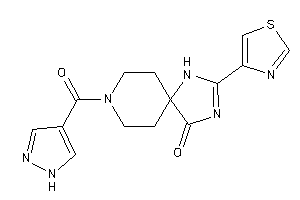 Image of 8-(1H-pyrazole-4-carbonyl)-2-thiazol-4-yl-1,3,8-triazaspiro[4.5]dec-2-en-4-one