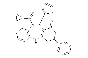 Image of 5-(cyclopropanecarbonyl)-6-(2-furyl)-9-phenyl-8,9,10,11-tetrahydro-6H-benzo[c][1,5]benzodiazepin-7-one