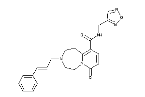 Image of 3-cinnamyl-N-(furazan-3-ylmethyl)-7-keto-1,2,4,5-tetrahydropyrido[2,1-g][1,4]diazepine-10-carboxamide
