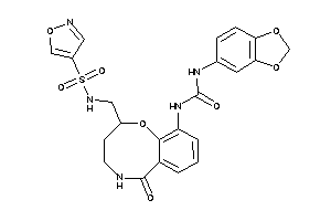 Image of 1-(1,3-benzodioxol-5-yl)-3-[2-[(isoxazol-4-ylsulfonylamino)methyl]-6-keto-2,3,4,5-tetrahydro-1,5-benzoxazocin-10-yl]urea
