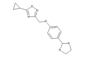 Image of 5-cyclopropyl-3-[[4-(1,3-dithiolan-2-yl)phenoxy]methyl]-1,2,4-oxadiazole