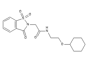 N-[2-(cyclohexoxy)ethyl]-2-(1,1,3-triketo-1,2-benzothiazol-2-yl)acetamide