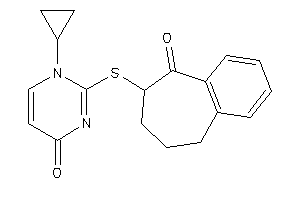 Image of 1-cyclopropyl-2-[(9-keto-5,6,7,8-tetrahydrobenzocyclohepten-8-yl)thio]pyrimidin-4-one