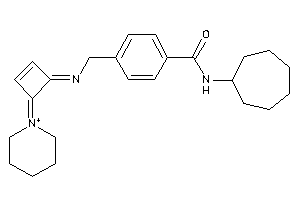 N-cycloheptyl-4-[[(4-piperidin-1-ium-1-ylidenecyclobut-2-en-1-ylidene)amino]methyl]benzamide