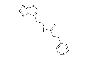 Image of 3-phenyl-N-(2-thiazolo[2,3-e][1,2,4]triazol-6-ylethyl)propionamide