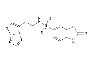 Image of 2-keto-N-(2-thiazolo[2,3-e][1,2,4]triazol-6-ylethyl)-3H-1,3-benzoxazole-6-sulfonamide