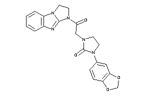 Image of 1-(1,3-benzodioxol-5-yl)-3-[2-(1,2-dihydroimidazo[1,2-a]benzimidazol-3-yl)-2-keto-ethyl]-2-imidazolidinone