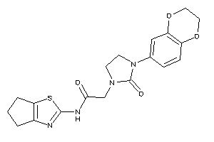 Image of 2-[3-(2,3-dihydro-1,4-benzodioxin-6-yl)-2-keto-imidazolidin-1-yl]-N-(5,6-dihydro-4H-cyclopenta[d]thiazol-2-yl)acetamide