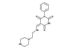 Image of 1-phenyl-5-[(2-piperazinoethylamino)methylene]-2-thioxo-hexahydropyrimidine-4,6-quinone