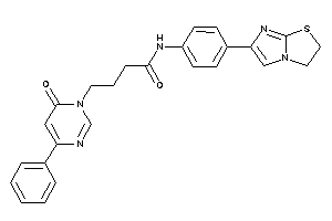 Image of N-[4-(2,3-dihydroimidazo[2,1-b]thiazol-6-yl)phenyl]-4-(6-keto-4-phenyl-pyrimidin-1-yl)butyramide