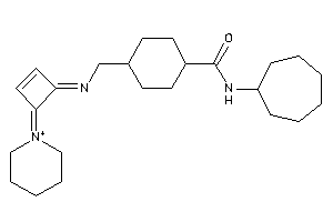 N-cycloheptyl-4-[[(4-piperidin-1-ium-1-ylidenecyclobut-2-en-1-ylidene)amino]methyl]cyclohexanecarboxamide