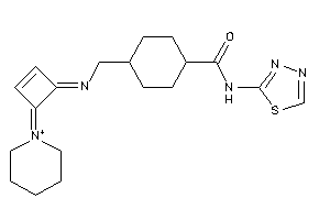 4-[[(4-piperidin-1-ium-1-ylidenecyclobut-2-en-1-ylidene)amino]methyl]-N-(1,3,4-thiadiazol-2-yl)cyclohexanecarboxamide