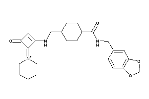 Image of 4-[[(3-keto-4-piperidin-1-ium-1-ylidene-cyclobuten-1-yl)amino]methyl]-N-piperonyl-cyclohexanecarboxamide