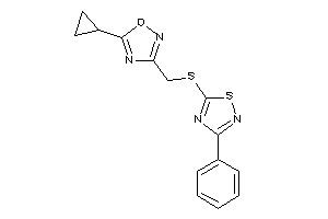 Image of 5-cyclopropyl-3-[[(3-phenyl-1,2,4-thiadiazol-5-yl)thio]methyl]-1,2,4-oxadiazole