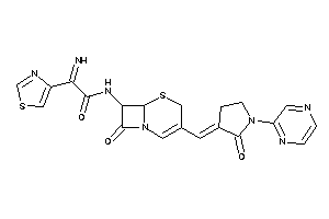 Image of 2-imino-N-[8-keto-3-[(2-keto-1-pyrazin-2-yl-pyrrolidin-3-ylidene)methyl]-5-thia-1-azabicyclo[4.2.0]oct-2-en-7-yl]-2-thiazol-4-yl-acetamide