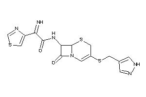 Image of 2-imino-N-[8-keto-3-(1H-pyrazol-4-ylmethylthio)-5-thia-1-azabicyclo[4.2.0]oct-2-en-7-yl]-2-thiazol-4-yl-acetamide