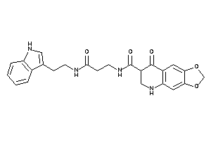 Image of N-[3-[2-(1H-indol-3-yl)ethylamino]-3-keto-propyl]-8-keto-6,7-dihydro-5H-[1,3]dioxolo[4,5-g]quinoline-7-carboxamide