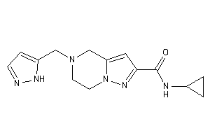Image of N-cyclopropyl-5-(1H-pyrazol-5-ylmethyl)-6,7-dihydro-4H-pyrazolo[1,5-a]pyrazine-2-carboxamide