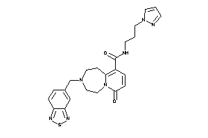 Image of 7-keto-3-(piazthiol-5-ylmethyl)-N-(3-pyrazol-1-ylpropyl)-1,2,4,5-tetrahydropyrido[2,1-g][1,4]diazepine-10-carboxamide