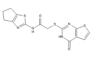 Image of N-(5,6-dihydro-4H-cyclopenta[d]thiazol-2-yl)-2-[(4-keto-3H-thieno[2,3-d]pyrimidin-2-yl)thio]acetamide