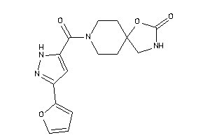 Image of 8-[3-(2-furyl)-1H-pyrazole-5-carbonyl]-4-oxa-2,8-diazaspiro[4.5]decan-3-one