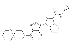 Image of N-cyclopropyl-6-[6-(7,11-dioxa-3-azaspiro[5.5]undecan-3-yl)purin-9-yl]-3a,4,6,6a-tetrahydrofuro[3,4-d][1,3]dioxole-4-carboxamide