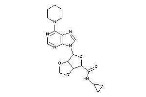 Image of N-cyclopropyl-6-(6-piperidinopurin-9-yl)-3a,4,6,6a-tetrahydrofuro[3,4-d][1,3]dioxole-4-carboxamide